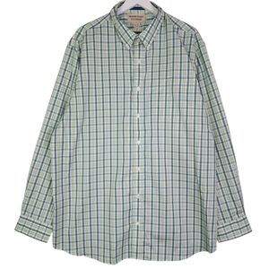 Duluth Magnet Front Wrinklefighter Long Sleeve Green Windowpane Shirt XL Tall